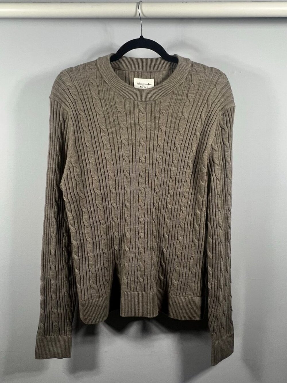 Abercrombie Fitch Sweater Mens Merino Wool Cable Crew Pullover S Minimalist